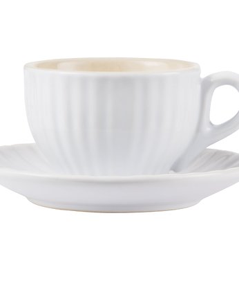 Filiżanka do espresso ceramiczna biała z talerzykiem, OSOBY - Prezent dla kolegi