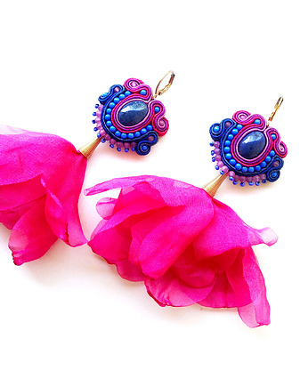 Sutaszowe kolczyki AMARANT z kwiatami, Sylwia Żak