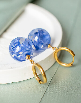 Kolczyki z płatkami bławatka, nature gift