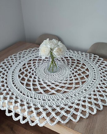 Serweta szydełkowa ozdobna ze sznurka bawełnianego 95cm, MISZ MASZ Dorota Tyszko