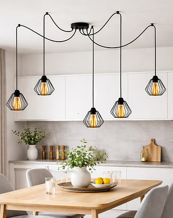 Nowoczesna lampa wisząca 5-płomienna pająk DIORO LOFT L5, lampy loftowe LYSNE LOFT
