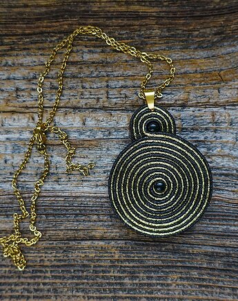 Czarno złote spirale - naszyjnik sutasz, Mró Soutache