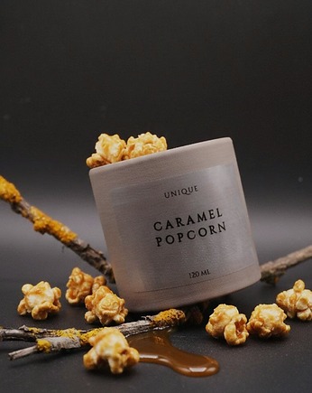 Świeca z Wosku Oliwkowego "Caramel Popcorn", Unique
