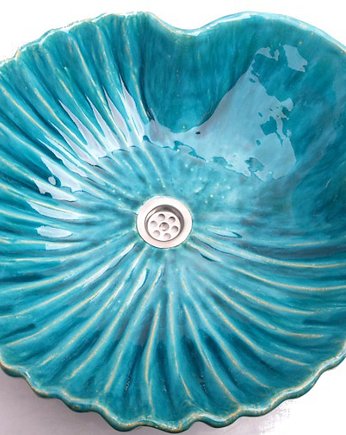 UM20 Umywalka ceramiczna turkusowa muszla, Dekornia