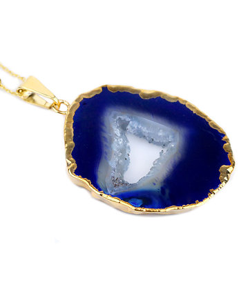 Naszyjnik Agat Plaster Niebieski złoto, Brazi Druse Jewelry