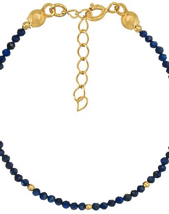 Bransoletka srebrna z kamieni naturalnych lapis lazuli 2 mm, Bring Biżuteria