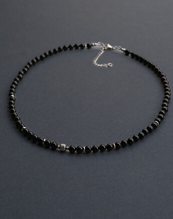 Krótki męski naszyjnik onyks i stal, AT NOON