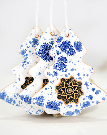 Ceramiczne ozdoby świąteczne choinki - zima - na zamówienie, 10FingersArt