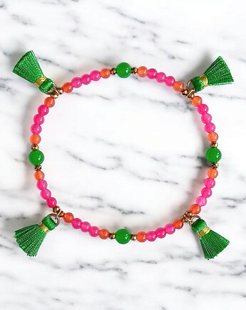 NA NOGĘ : summer fruits : jadeit i chwosty : róż-pomarańcz-zieleń, kaktusia