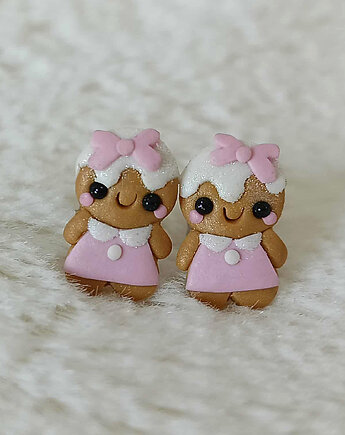 Różowe świąteczne kolczyki pierniczki, OMIFIMO