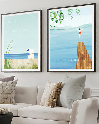 Polska - morze i jezioro - zestaw 2 plakatów, minimalmill