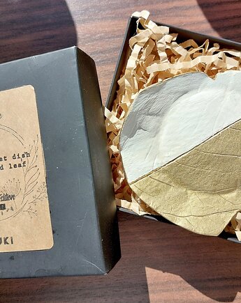 Talerzyk dekoracyjny White & Gold Leaf, QUKI