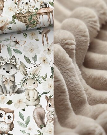 WYJĄTKOWY koc _ narzuta _ zwierzątka w zagajniku _ 155x200 cm, MOJAMAJA