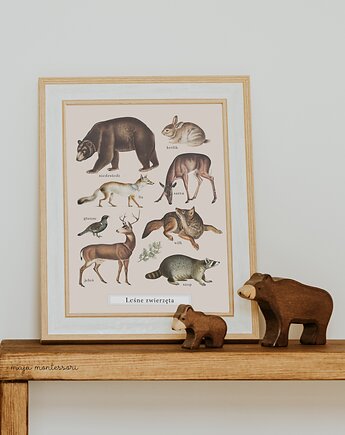 Plakat Leśne Zwierzęta Vintage, Maja Montessori