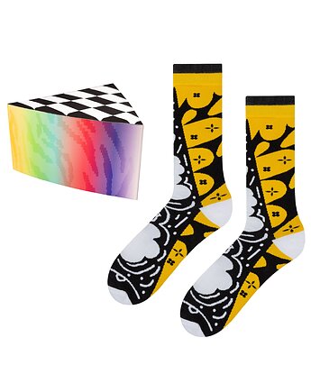 Kolorowe skarpetki UV świecące w ultrafiolecie, unisex, bawełniane, design, ZOOKSY