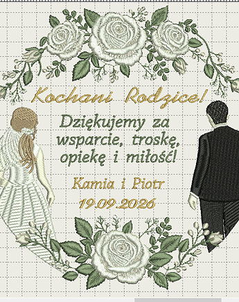 Podziękowania ślubne, haft w oprawie ok 20 cm, Plasun