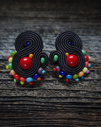 Kolorowe Lentinki- kolczyki soutache, Mró Soutache