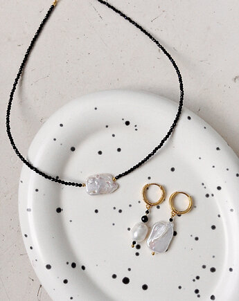 Komplet Naszyjnik  i kolczyki Onyks z perłą, Chmolowska Jewellery