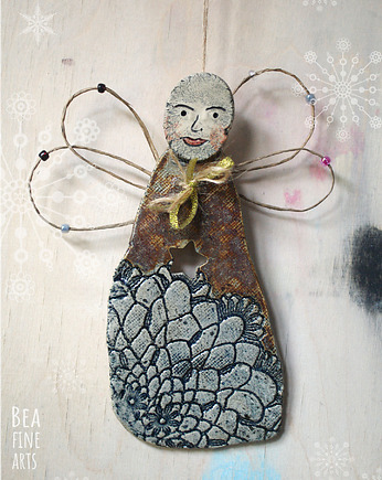 Aniołek ceramiczny na chrzest, komunię, ślub #1, Bea Fine Arts