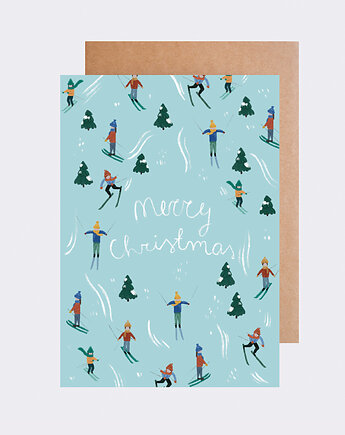 Kartka świąteczna - Narciarze, Papieroteka