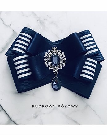 Brosza Granatowa z kryształkiem NEW, Pudrowy Różowy