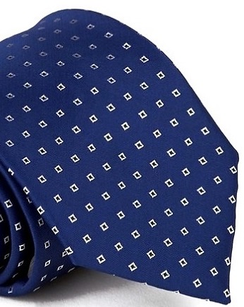 Krawat Męski Elegancki niebieski granatowy kratka, AKADEMIA STYLU