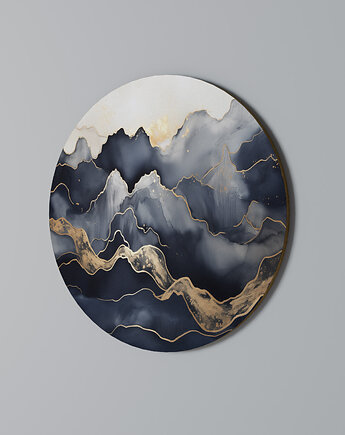 GOLDEN ALPINE BLISS Obraz okrągły 69cm - dekor dębu, SPACEREBELS