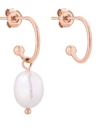 Asymetryczne kolczyki z różowego złota z naturalną perłą, SOTHO