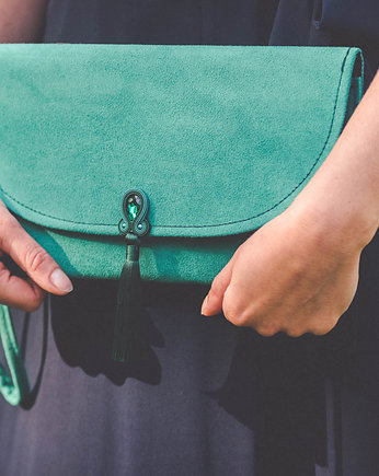 Zielona szmaragdowa kopertówka soutache chwost, Soutacheria