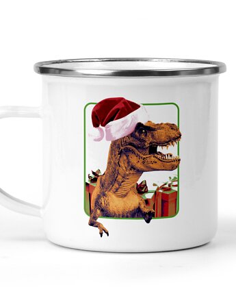 Świąteczny kubek metalowy dino czapka, Kreatywny Warsztat