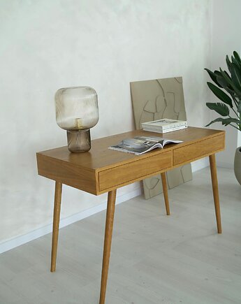 WAWA- Dębowe biurko z szufladami, Papierówka Simple form of furniture