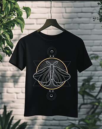 Koszulka - Święta geometria - Ćma z gwiezdnym ornamentem, Black Sapphire Art