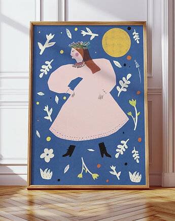 Plakat Folk wersja niebieska, MUKI design
