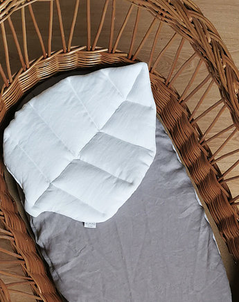 Lniana płaska poduszka biały liść dla niemowlaka, Nukko Design