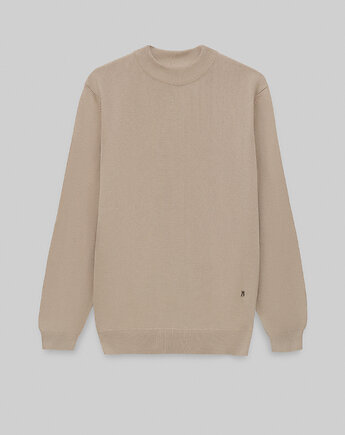 Sweter męski grottole półgolf beżowy, BORGIO