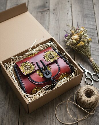 Torebka skórzana Suzanna ręcznie robiona kwiaty, SempreArte