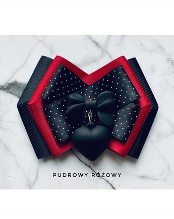 Brosza z serduszkiem i kokardką Nowość, Pudrowy Różowy