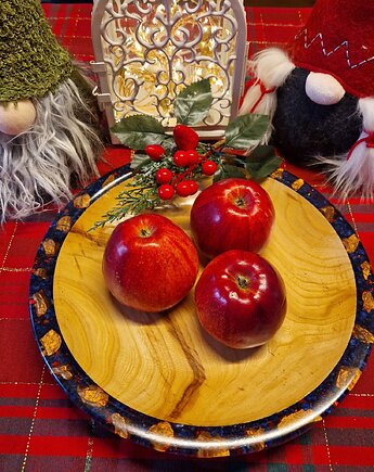 Królewski półmisek z wiązu inkrustowany złotymi kamieniami, Fairytalewood