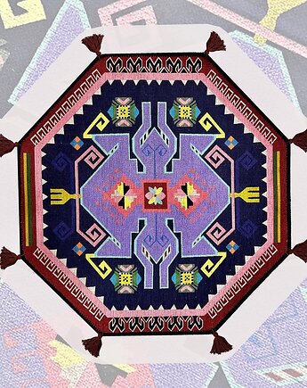Dywan Etniczny Retro Oktagonalny z Frędzelkami 150x150 cm, Nilla Home