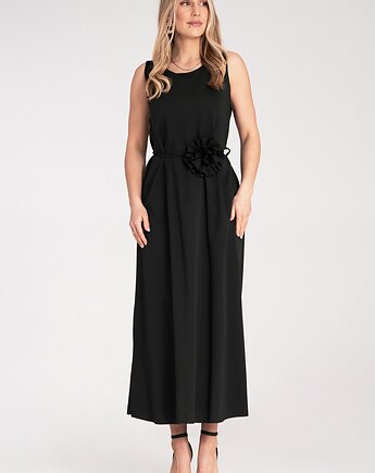 Elegancka sukienka wizytowa maxi bez rękawów z okrągłym dekoltem - M1191, FIGL