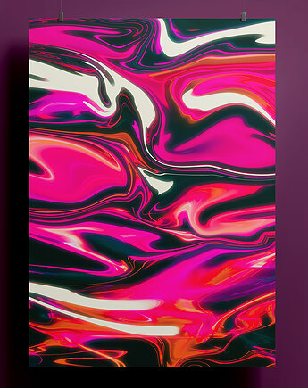 Plakat - abstrakcja - Abstract neon pink -  A4 lub 30x40, Natalia Polasik