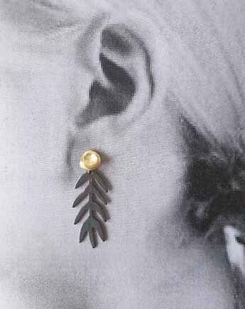 Kolczyki GARDEN OF EDEN  mosiądz, liście długie oksyda szary, modesign