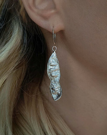 Kolczyki srebrne Strączki Groszek jasne srebro, ZIĘBA