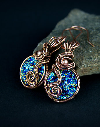 Kolczyki z druzą z żywicy, Blue Pearl Art