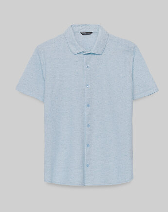 Koszula canonica 00531 na krótki rękaw błękit slim fit, BORGIO