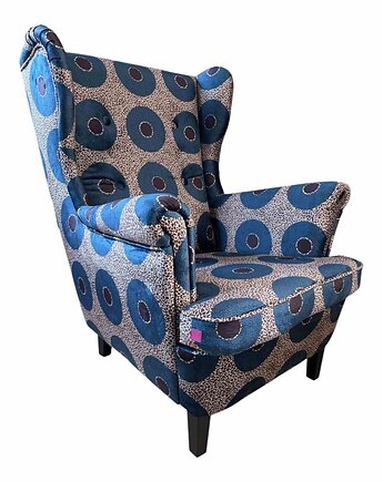 Fotel uszak Winyl we wzory, kolorowy, patchwork, welurowy, Flamingos