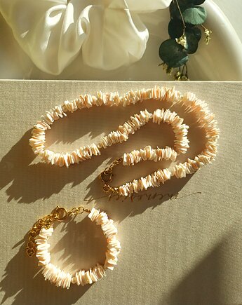 Zestaw naszyjnik i bransoletka, muszla, perła naturalna, s e n s e d accessories