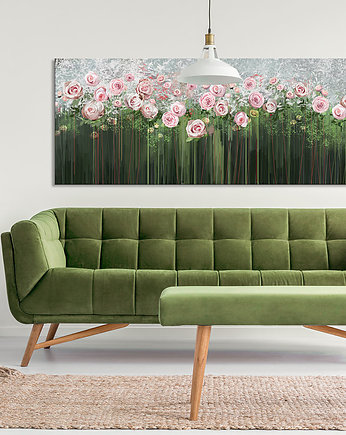 Obraz na płotnie KWIATY RÓŻE- 147x60, LUdesign gallery
