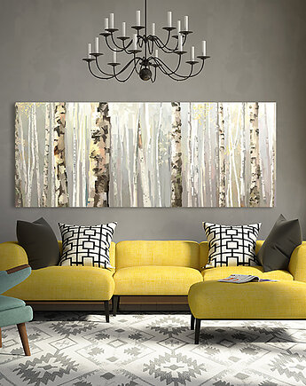 Nowoczesny obraz na płótnie Brzozowy Las 147x60cm 02148, NOWdeco