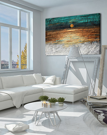 OBRAZ NA PŁÓTNIE - 120x80cm - ABSTRAKCJA HORYZONT, OKAZJE - Prezenty na 18 dla syna